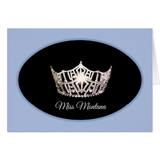 Miss America Silver Crown Note Card- Blue Cards (Front Horizontal)