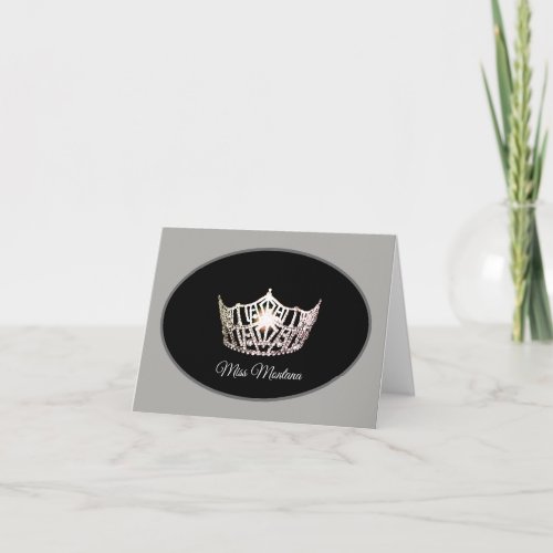 Miss America Silver Crown Note Card_Grey Thank You Card
