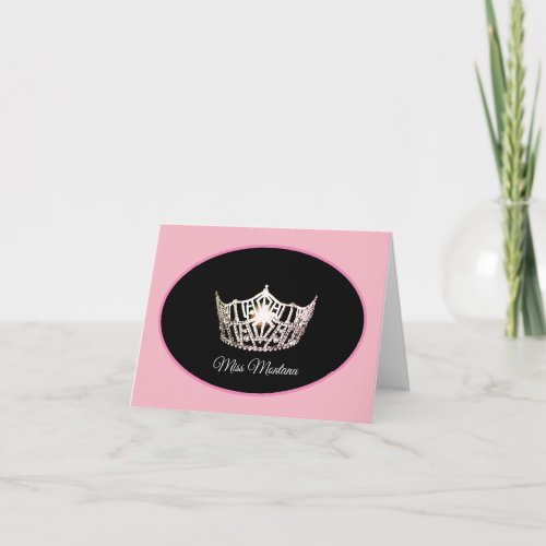 Miss America Silver Crown Note Card_PinkPink Thank You Card