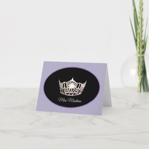 Miss America Silver Crown Note Card_Purple Thank You Card