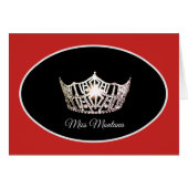 Miss America Silver Crown Note Card-Red (Front Horizontal)