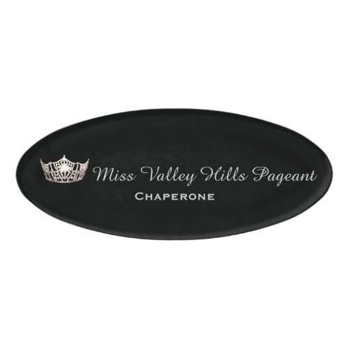 Miss America Silver Crown Oval Name Tag