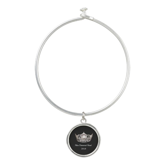 Miss America Silver Crown Pageant Bangle Bracelet (Front)