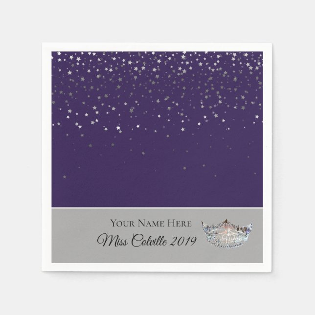 Miss America Silver Crown Paper Napkins (Front)
