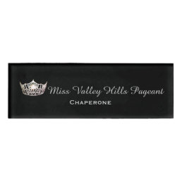 Miss America Silver Crown Rectangle Name Tag