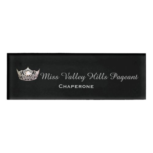 Miss America Silver Crown Rectangle Name Tag