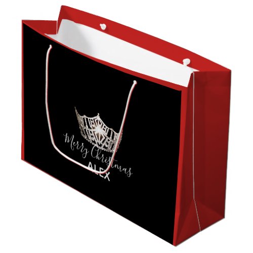 Miss America Silver Crown Red Gift Bag_Christmas Large Gift Bag