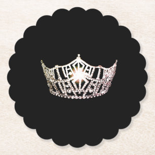 Miss America Silver Crown Sclpd Paper Coasters