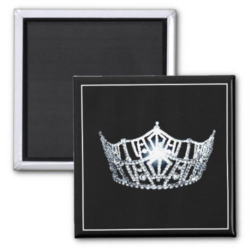 Miss America Silver Crown Square Magnet