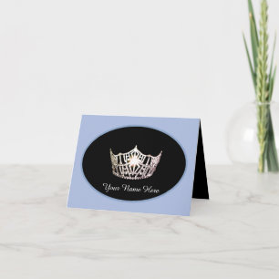 Miss America Silver Crown Thank You Card- Lt Blue Card
