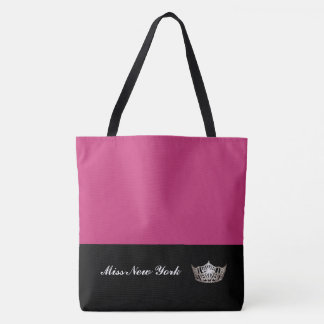 Miss America Silver Crown Tote Bag-Large Fuchsia Bag