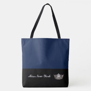 Miss America Silver Crown Tote Bag-Large Navy