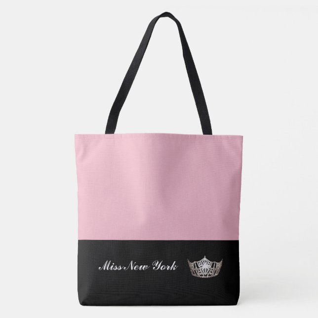 Miss America Silver Crown Tote Bag-Large Pink Bag (Front)