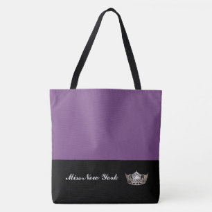 Miss America Silver Crown Tote Bag-Large Purple Bag