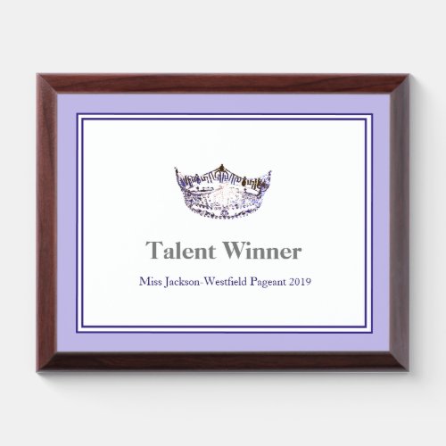 Miss America Silver Crown Wood Awards Plaque
