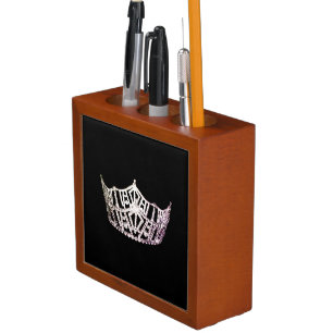 Miss America Silver Crown Wood Desk Organizer