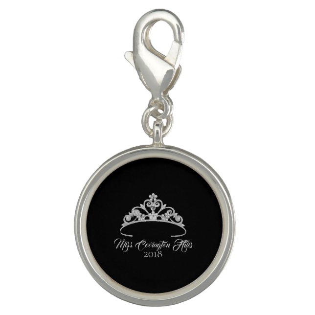 Miss America  Silver Tiara SP Charm-Custom Name Charm (Front)