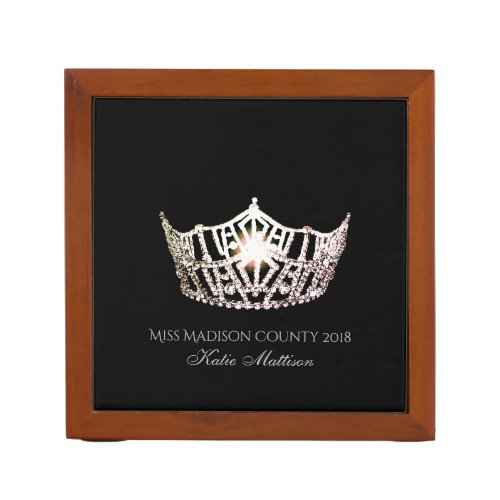 Miss America SLVR Crown Wood Desk Organizer_Title Pencil Holder