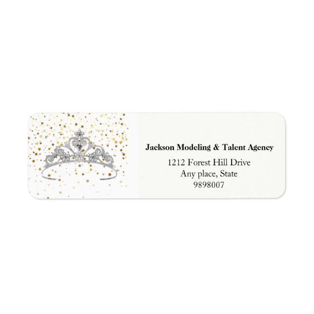 Miss America SLVR Tiara Stars Crown Address Labels (Front)