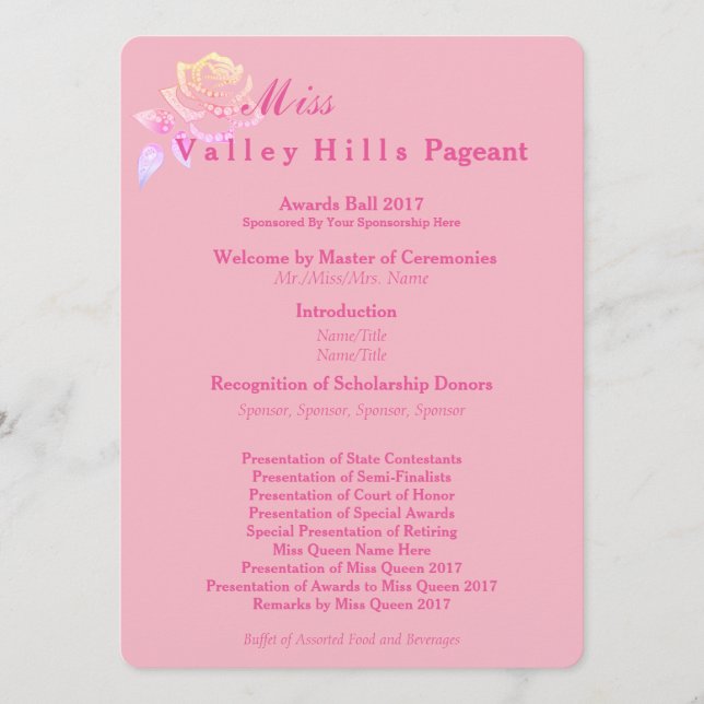 Miss America style Awards Ball Programs (Front)