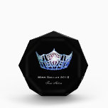 Miss America style Blue Crown Acrylic Award<br><div class="desc">Acrylic award shown in the octagonal shape and is in black with a Gleaming pageant crown. Shown with fancy script and bold looking text. Customize to your own liking.</div>