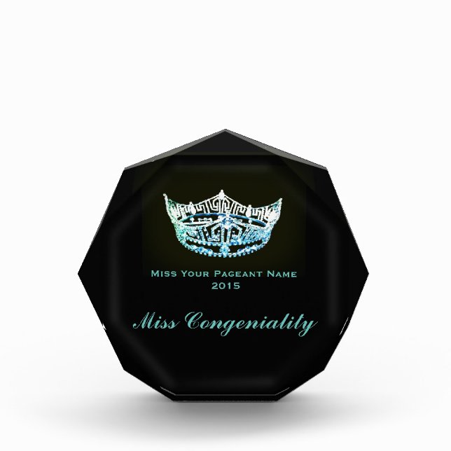 Miss America style Crown Acrylic Award (Front)