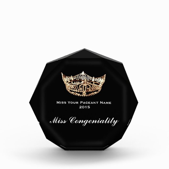 Miss America style Crown Acrylic Award (Front)