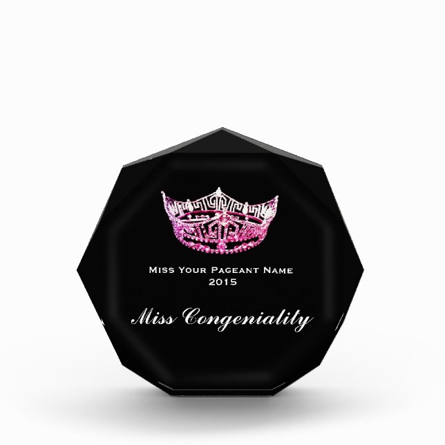 Miss America style Crown Acrylic Award (Front)