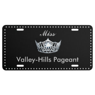 Miss America style Crown Aluminum License Plate
