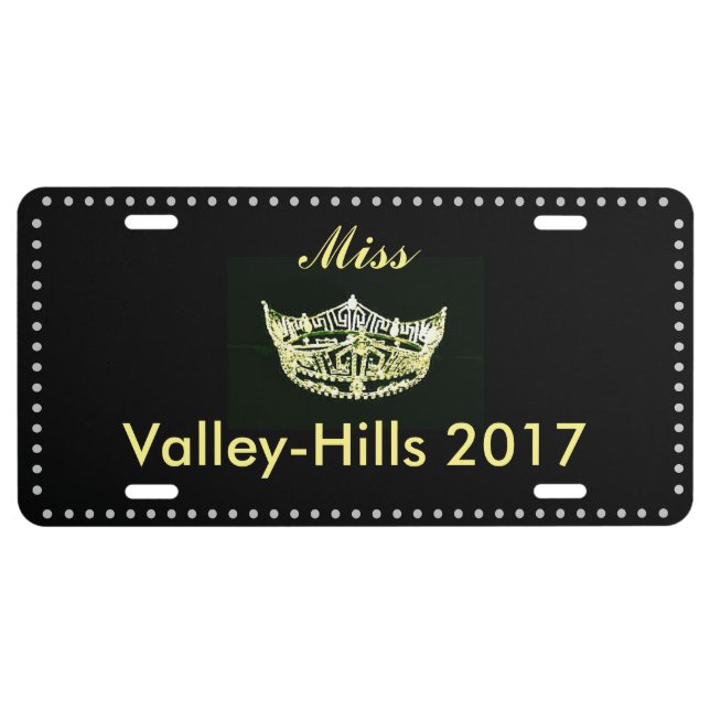 Miss America style Crown Aluminum License Plate (Front)