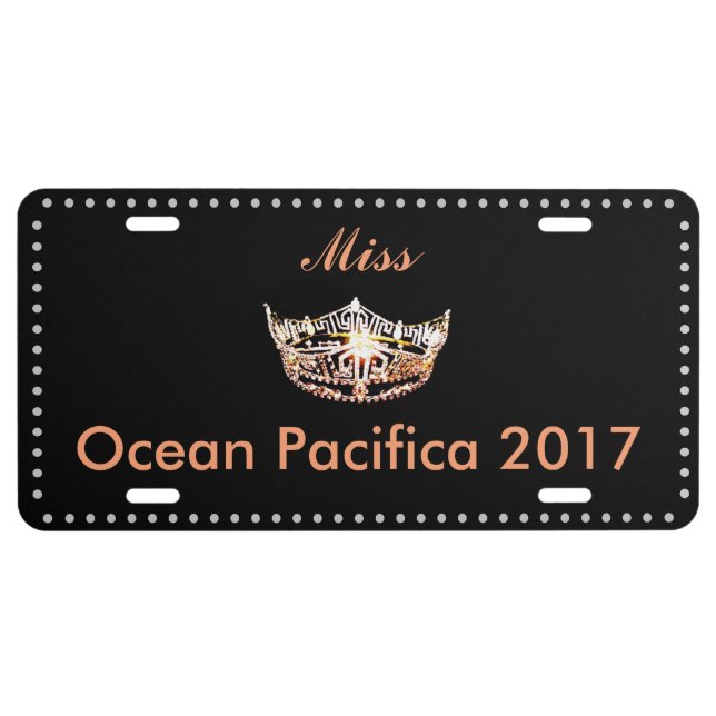 Miss America style Crown Aluminum License Plate (Front)