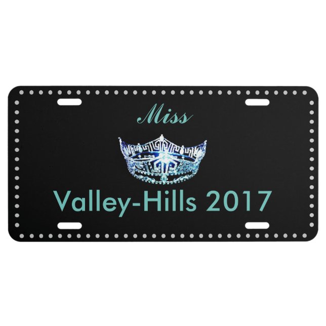 Miss America style Crown Aluminum License Plate (Front)