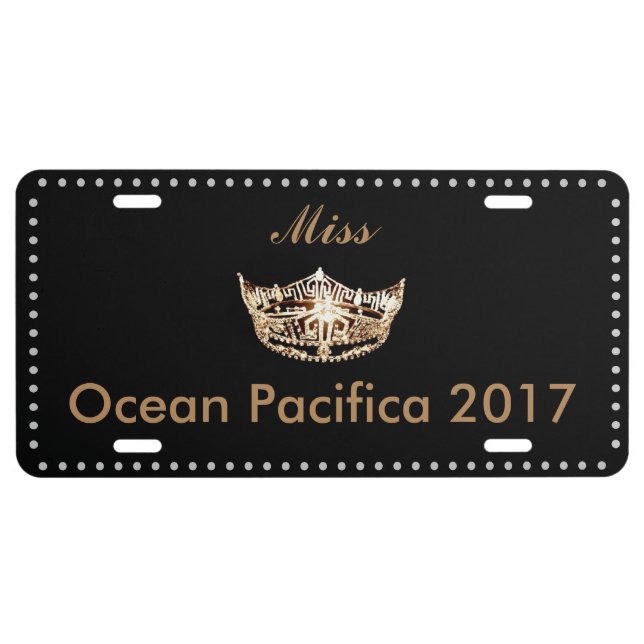 Miss America style Crown Aluminum License Plate (Front)