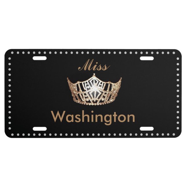 Miss America style Crown Aluminum License Plate (Front)