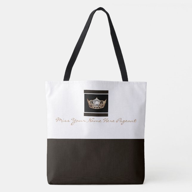 Miss America style Crown Brown Custom Color Tote (Front)