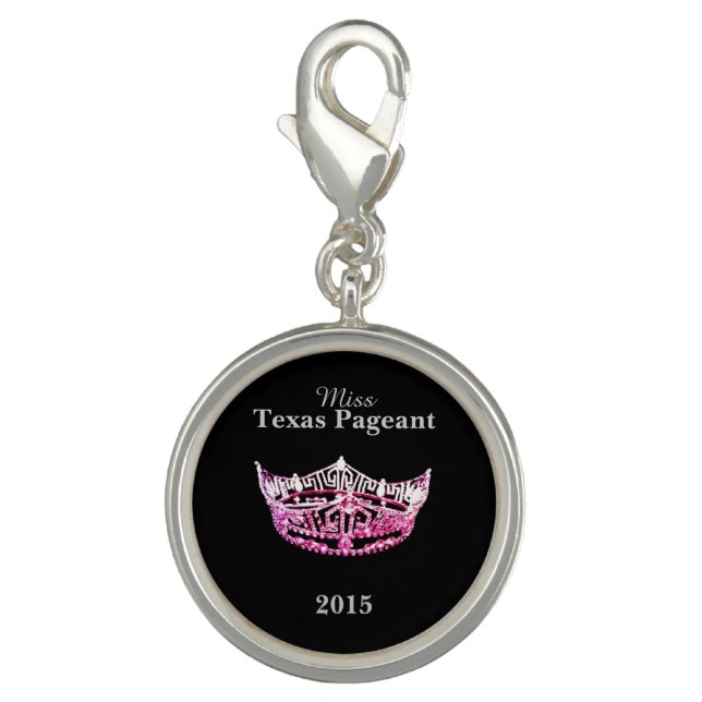 Miss America style Crown Charm-Pink/Silver Charm (Front)