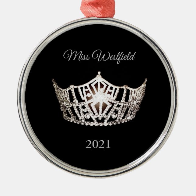 Miss America style Crown Christmas Ornament (Front)