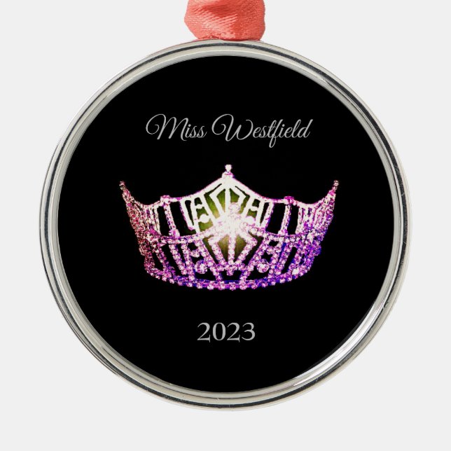 Miss America style Crown Christmas Ornament (Front)
