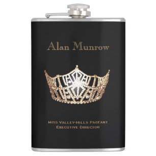 Miss America style Crown Flask Custom Name