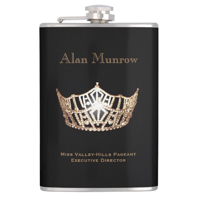 Miss America style Crown Flask Custom Name (Front)