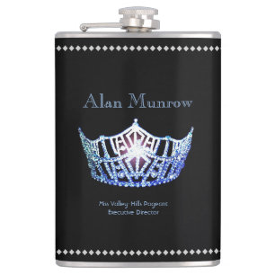 Miss America style Crown Flask Custom Name