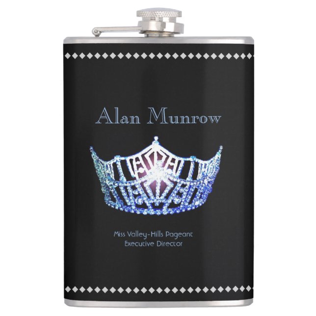 Miss America style Crown Flask Custom Name (Front)