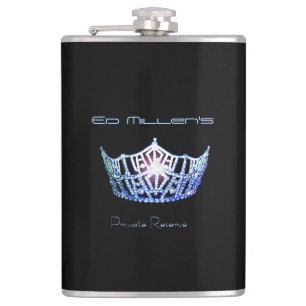 Miss America style Crown Flask Custom Name