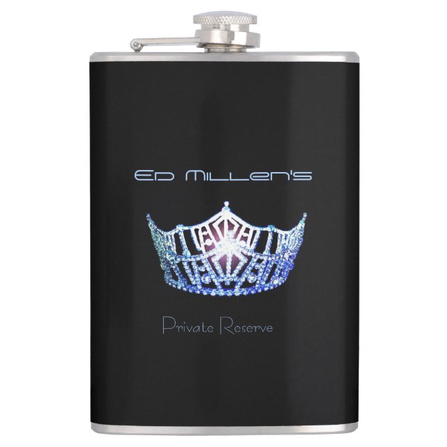 Miss America style Crown Flask Custom Name (Front)