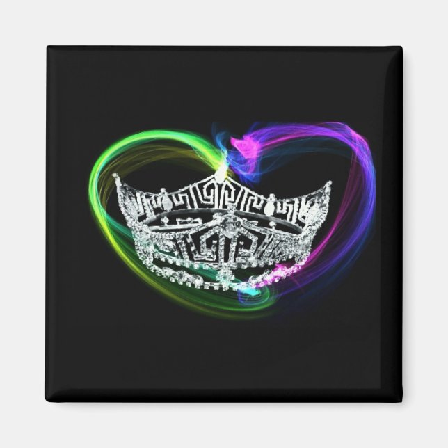 Miss America style Crown Magnate in Heart Magnet (Front)