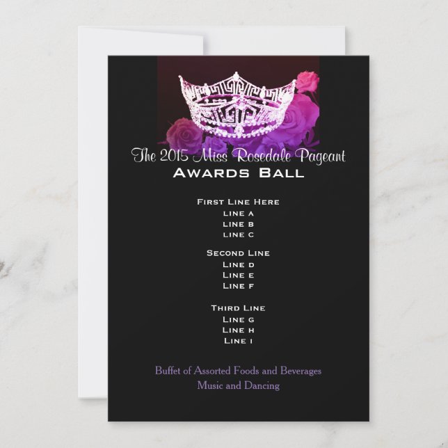 Miss America style Crown & Roses Awards Ball (Front)