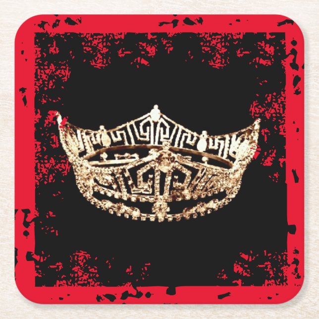 Miss America style Crown  Scruffed Coasters (Front)