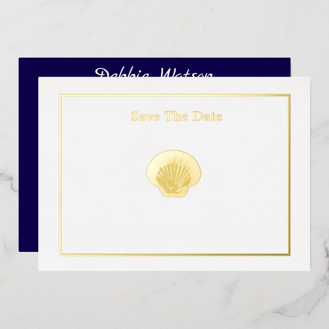 Miss America Style Crown Shell Save The Date Foil Invitation (Front/Back)