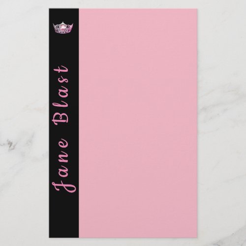 Miss America style Crown Stationery PinkBlack