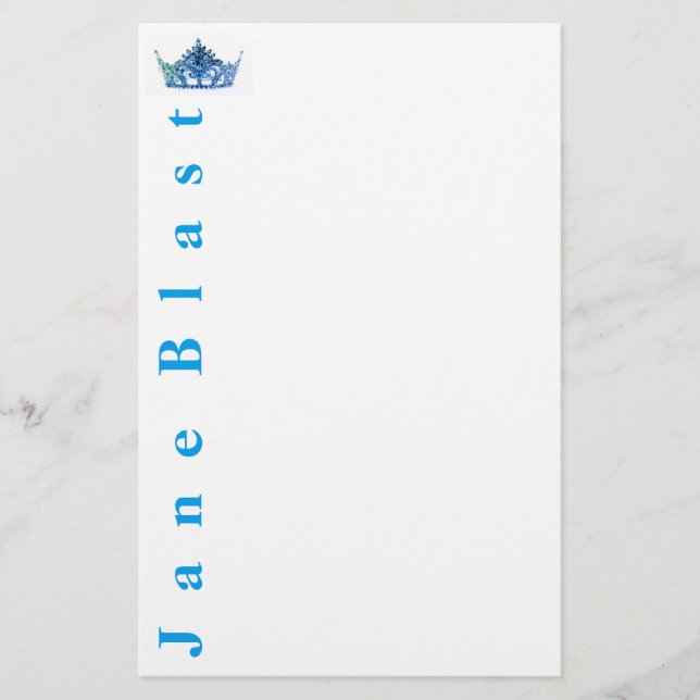 Miss America style Crown Stationery-Turquoise/Wht Stationery (Front)